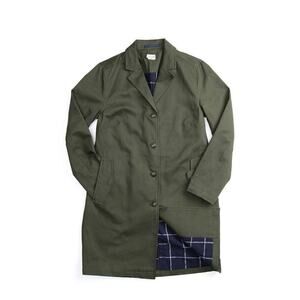 Bridge & Burn Ansdell Duster Olive Green Jacket w Blue Plaid Lining Size Large